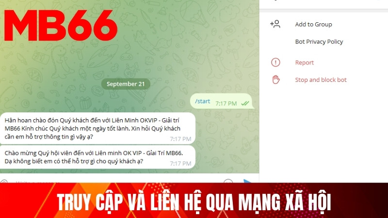 Truy cập và liên hệ qua mạng xã hội